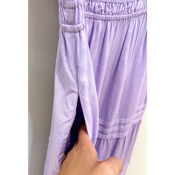 Biltmore Purple Maxi Dress sz S Linen Tiered Boho Cottagecore Romantic Pastel - Picture 8 of 14